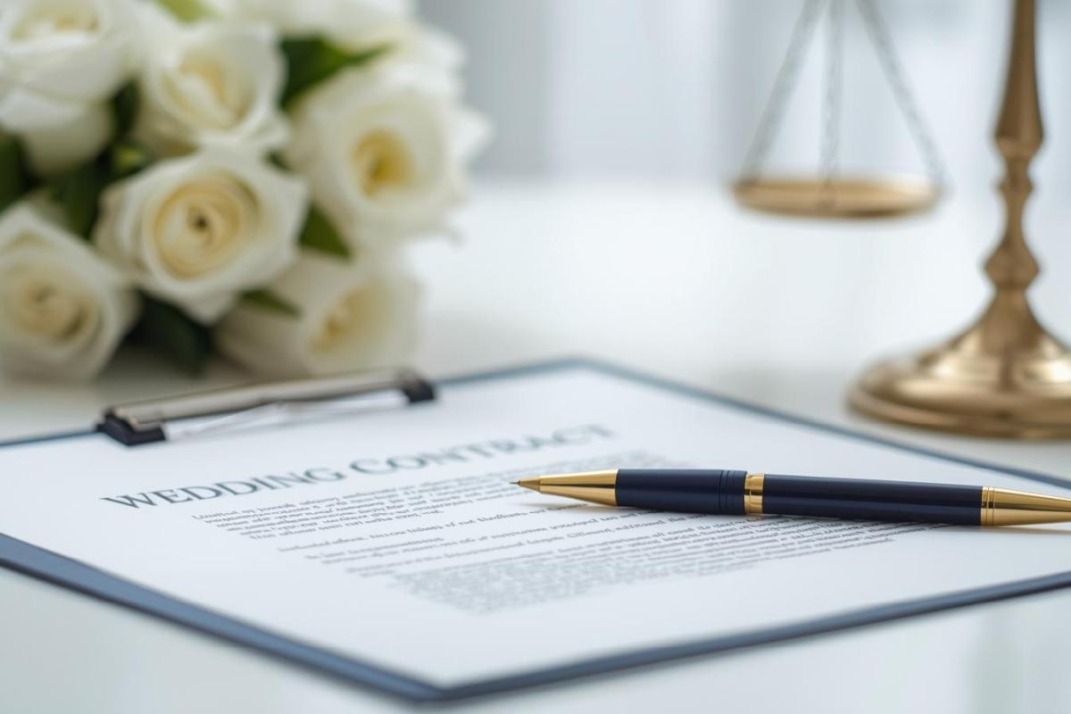 Documenti legali contratto matrimonio con penna e bilancia giustizia - aspetti normativi